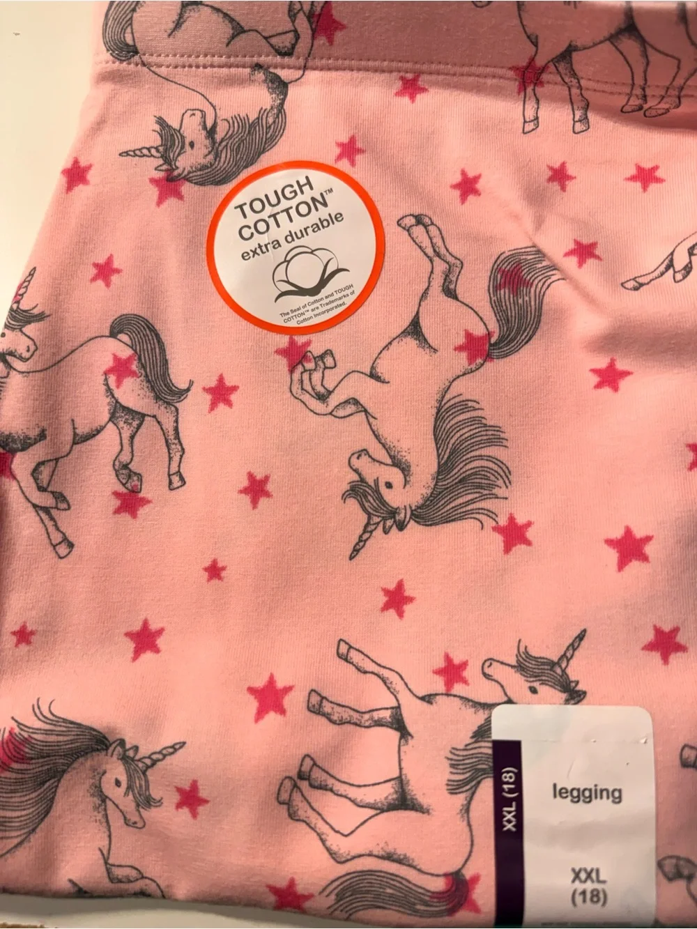 Girls' Tough Cotton Leggings Bundle - Pink, Green, Red, sage, unicorn and strawb
